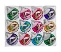 Voir la slide Coffret 12 boules de Noël verre soufflé peintes à la main motif maisons enneigées vert rose rouge mauve turquoise doré 6cm