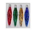 Voir la slide Coffret 4 gouttes de Noël en verre soufflé brillant motif vagues rouge vert doré bleu H10cm