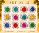 Voir la slide Coffret 12 boules de Noël en verre argentées réflecteurs colorés vert turquoise rouge bleu doré fuchsia Ø6cm