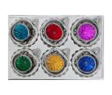 Voir la slide Coffret 6 boules de Noël en verre argentées réflecteurs colorés turquoise rouge fuchsia vert doré bleu Ø8cm
