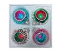 Voir la slide Coffret 4 boules de Noël en verre bicolore rayons pailletés argent réflecteur multicolore turquoise fuchsia vert rouge Ø10cm