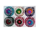 Voir la slide Coffret 6 boules de Noël Éclats d'Antan en verre bicolore motifs pailletés argentés variés réflecteurs multicolores Ø8cm