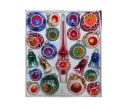 Voir la slide Coffret 21 pièces de Noël en verre soufflé motifs pailletés blancs variés réflecteurs multicolores
