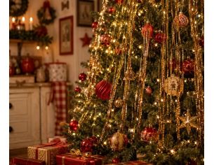 Cheveux d'ange lametta doré brillant fibres scintillantes décoration sapin de Noël 1m