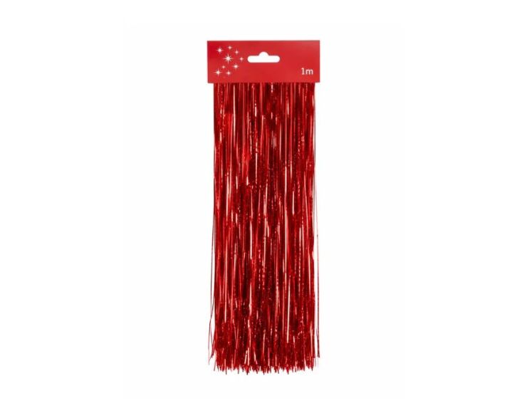 Cheveux d'ange lametta rouge brillant fibres scintillantes décoration sapin de Noël 1m