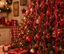 Voir la slide Cheveux d'ange lametta rouge brillant fibres scintillantes décoration sapin de Noël 1m