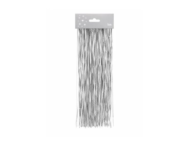 Cheveux d'ange lametta argenté brillant fibres scintillantes décoration sapin de Noël 1m