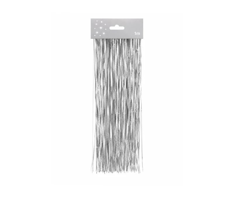 Cheveux d'ange lametta argenté brillant fibres scintillantes décoration sapin de Noël 1m