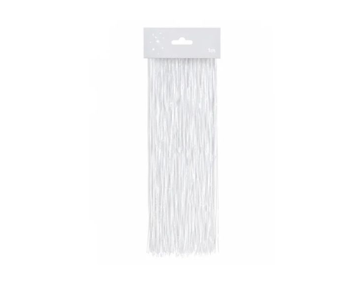 Cheveux d'ange lametta blanc brillant fibres scintillantes décoration sapin de Noël 1m