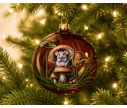 Voir la slide Boule de Noël en verre soufflé marron peinte à la main souris assise champignons détails dorés D10cm