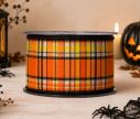 Voir la slide Ruban Halloween motif tartan damier orange noir blanc jaune fil de fer intégré largeur 7cm longueur 9m