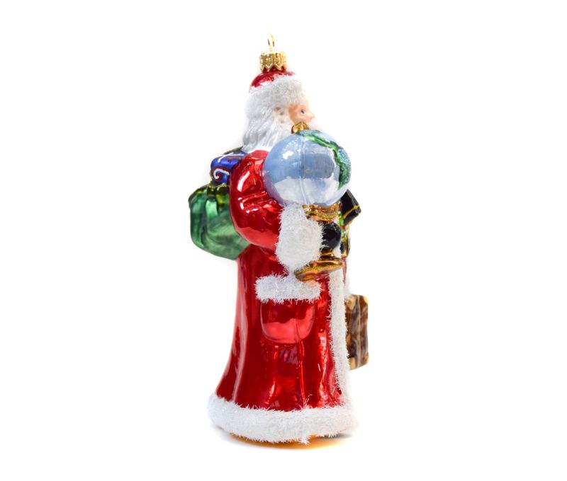Père Noël globe-trotter verre soufflé H20cm