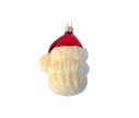 Voir la slide Suspension tête de Père Noël en verre soufflé peinte à la main bonnet rouge barbe blanche pailletée yeux bleus H9cm