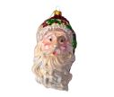 Voir la slide Grande suspension tête de Père Noël verre soufflé peinte à la main couronne de houx vert rouge barbe blanche pailletée H18cm