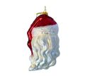 Voir la slide Grande suspension tête de Père Noël verre soufflé peinte à la main couronne de houx vert rouge barbe blanche pailletée H18cm