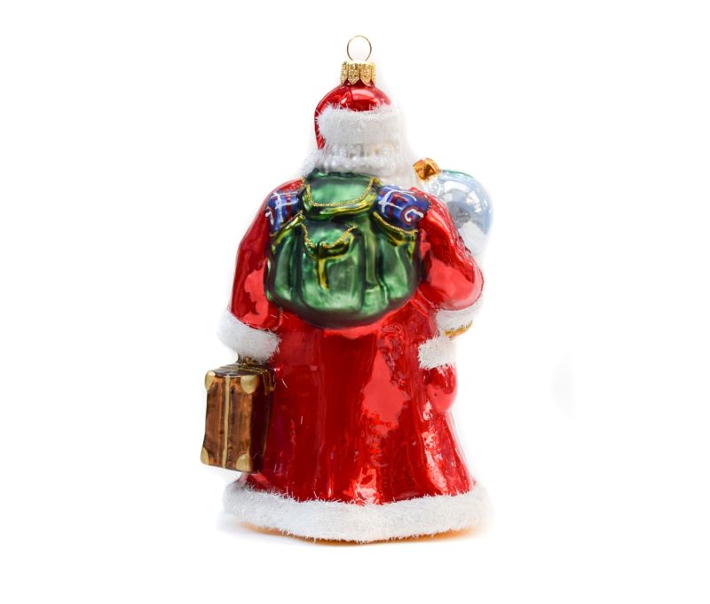 Père Noël globe-trotter verre soufflé H20cm