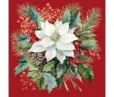 Voir la slide Serviette papier rouge poinsettia blanc bouquet houx pommes de pin 33cm