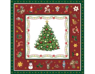 Serviette papier rouge vert sapin classique icônes de Noël bordure 33cm