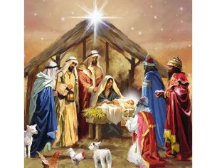 Serviette papier crèche Noël nativité étoile bergers rois mages 33cm