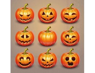 Serviette papier citrouilles Halloween visages sculptés grille 33cm