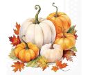Voir la slide Serviette papier blanc citrouilles orange blanches feuilles d'érable automne 33cm