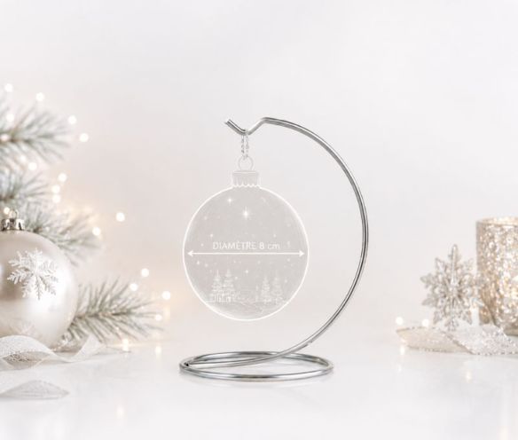 Support pour boule de noël argenté, convient pour boule de Noël de diamètre 8cm.