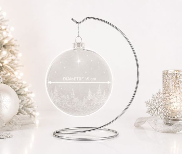 Support pour boule de Noël argenté ø 15 cm