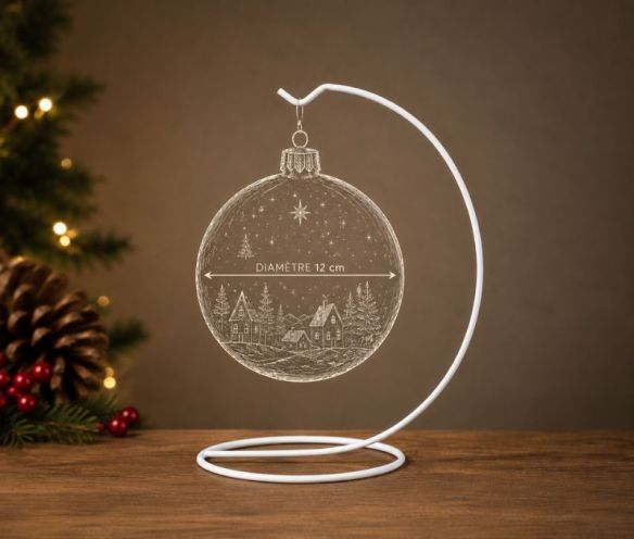 Support métal blanc pour boule de Noël D12cm