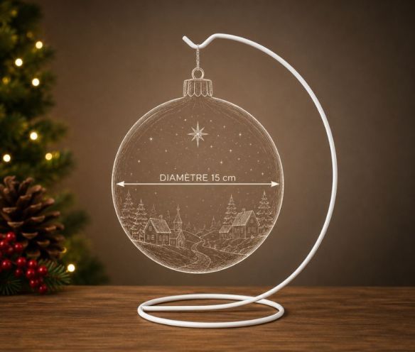 Support métal blanc pour boule de Noël D15cm