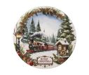 Voir la slide Sous-assiette ronde décor train Noël guirlande sapins maison enneigée cerf Merry Christmas Ø33cm