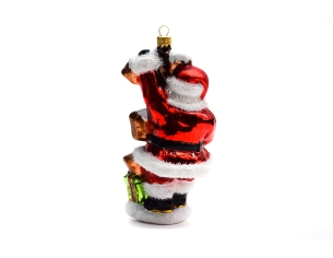 Suspension Père Noël avec panneaux en verre soufflé - 18cm