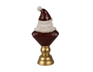 Buste Père Noël bonnet rouge barbe blanche socle doré polyrésine H40cm