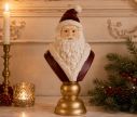 Voir la slide Buste Père Noël bonnet rouge barbe blanche socle doré polyrésine H40cm
