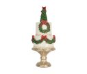 Voir la slide Gâteau décoratif blanc sapin vert couronnes houx nœuds rouges Ø17cm H42cm