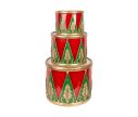 Voir la slide Décoration Noël tambour rouge vert doré motifs losanges lot de 3 tailles