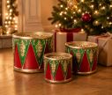 Voir la slide Décoration Noël tambour rouge vert doré motifs losanges lot de 3 tailles