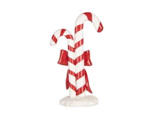 Décoration Noël deux cannes sucre d'orge nœud rouge doré socle neige H26cm