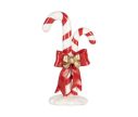 Voir la slide Décoration Noël deux cannes sucre d'orge nœud rouge doré socle neige H26cm