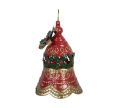 Voir la slide Décoration Noël cloche métal rouge doré houx anneau suspension Ø21cm H29cm