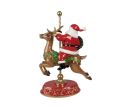 Voir la slide Décoration Père Noël sur renne carrousel socle rouge doré H46cm