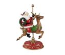 Voir la slide Décoration Père Noël sur renne carrousel socle rouge doré H46cm