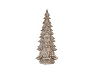 Décoration sapin de Noël brun effet neige motifs flocons H30cm