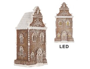 Maison gingerbread brun clair LED H35cm