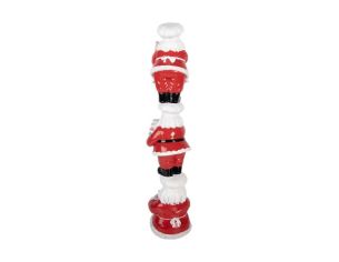 Décoration trois Pères Noël empilés pâtissiers glace gâteau menu polyrésine L12 x l14 x H52cm