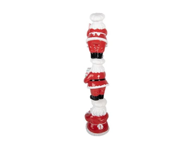 Décoration trois Pères Noël empilés pâtissiers glace gâteau menu polyrésine L12 x l14 x H52cm