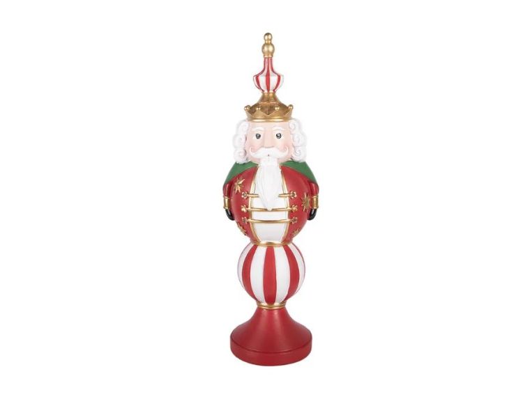 Casse-noisette décoratif LED polyrésine rouge blanc vert doré couronne L17 x l16 x H57cm