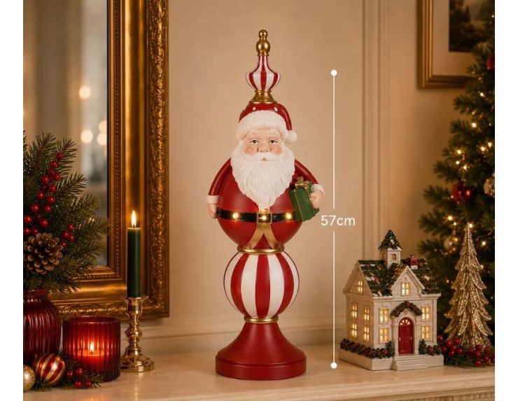 Décoration Père Noël LED rouge blanc doré cadeau vert L19 x l16 x H57cm