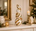 Voir la slide Décoration Noël quatre boules empilées blanches dorées motifs rayures losanges Ø15 x H41cm
