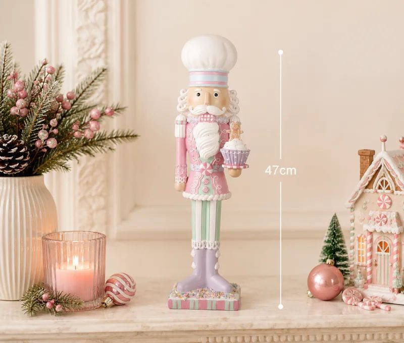 Casse-noisette pâtissier polyrésine rose menthe lavande cupcake pain d'épices L13 x l11 x H47cm