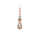 Voir la slide Bougeoir casse-noisette couronne dorée bougie torsadée rose blanc L9 x l10 x H45cm